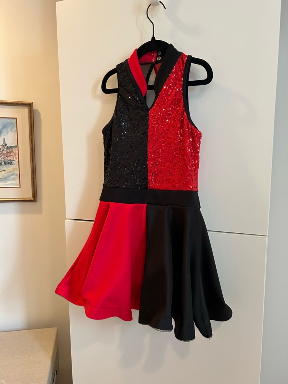 Weissman Red & Black Sequin Panel Dance Costume - MC (10/12) - Picture 2 of 15